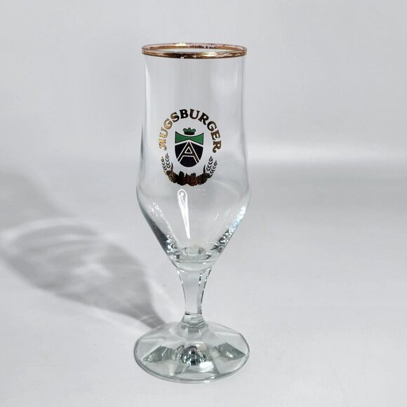 Augsburger Gold Rimmed Vintage Beer Glass Barware With Crest Design - Picture 1 of 11
